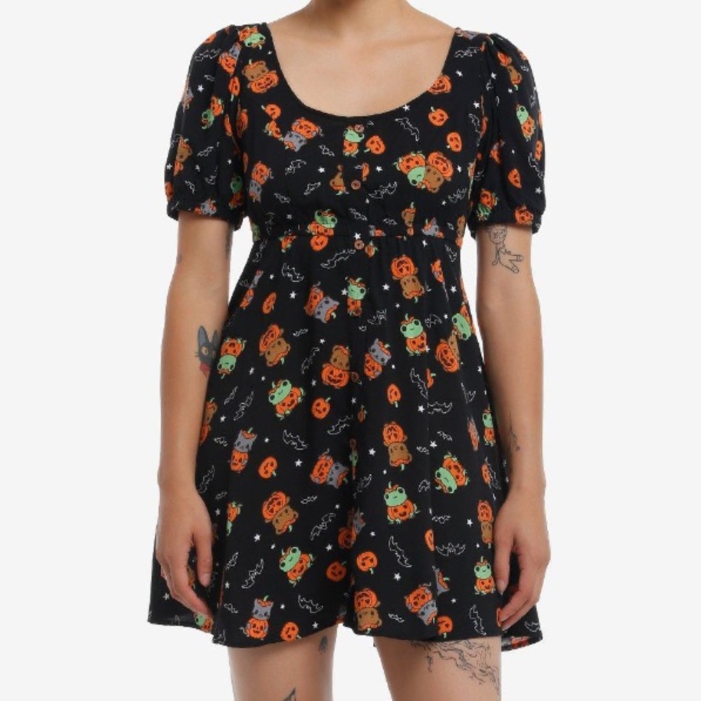 Sweet Society Critter Pumpkin Babydoll Dress Hot Topic Halloween